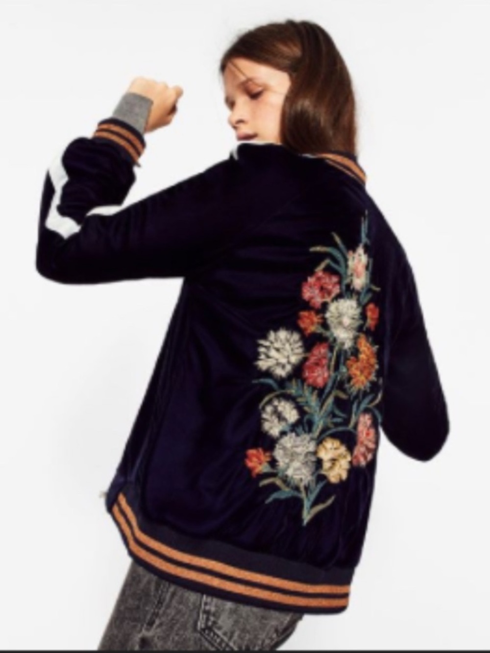 Zara Embroidered Velour / Velvet Jacket